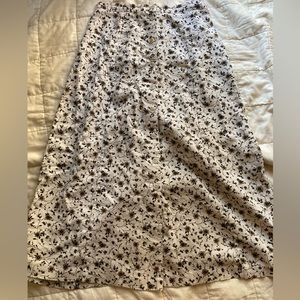 Linen blend floral skirt